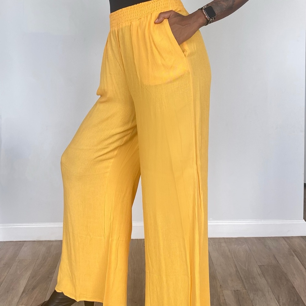 Mustard Wide Leg Palazzo Pants
